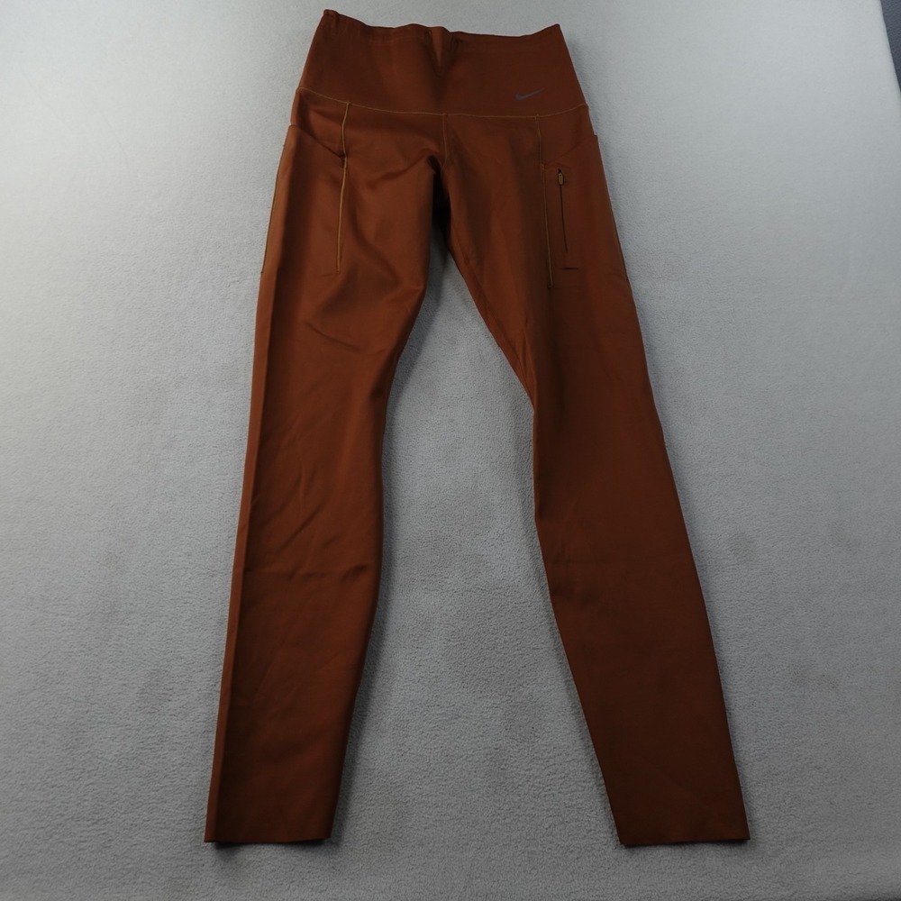 Nike Go 7/8 Leggings Womens Medium Orange Dri-FIT High Rise Firm Support Pocket